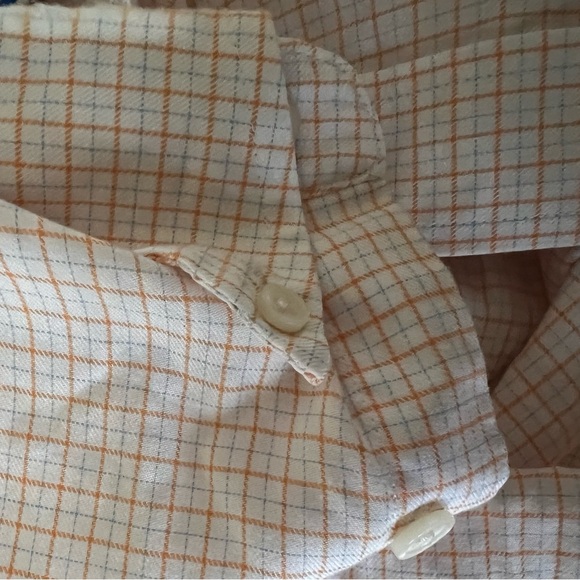 Croft & Barrow Men's Light Orange and White Checkered Shirt Size 16 1/2 - Picture 8 of 10